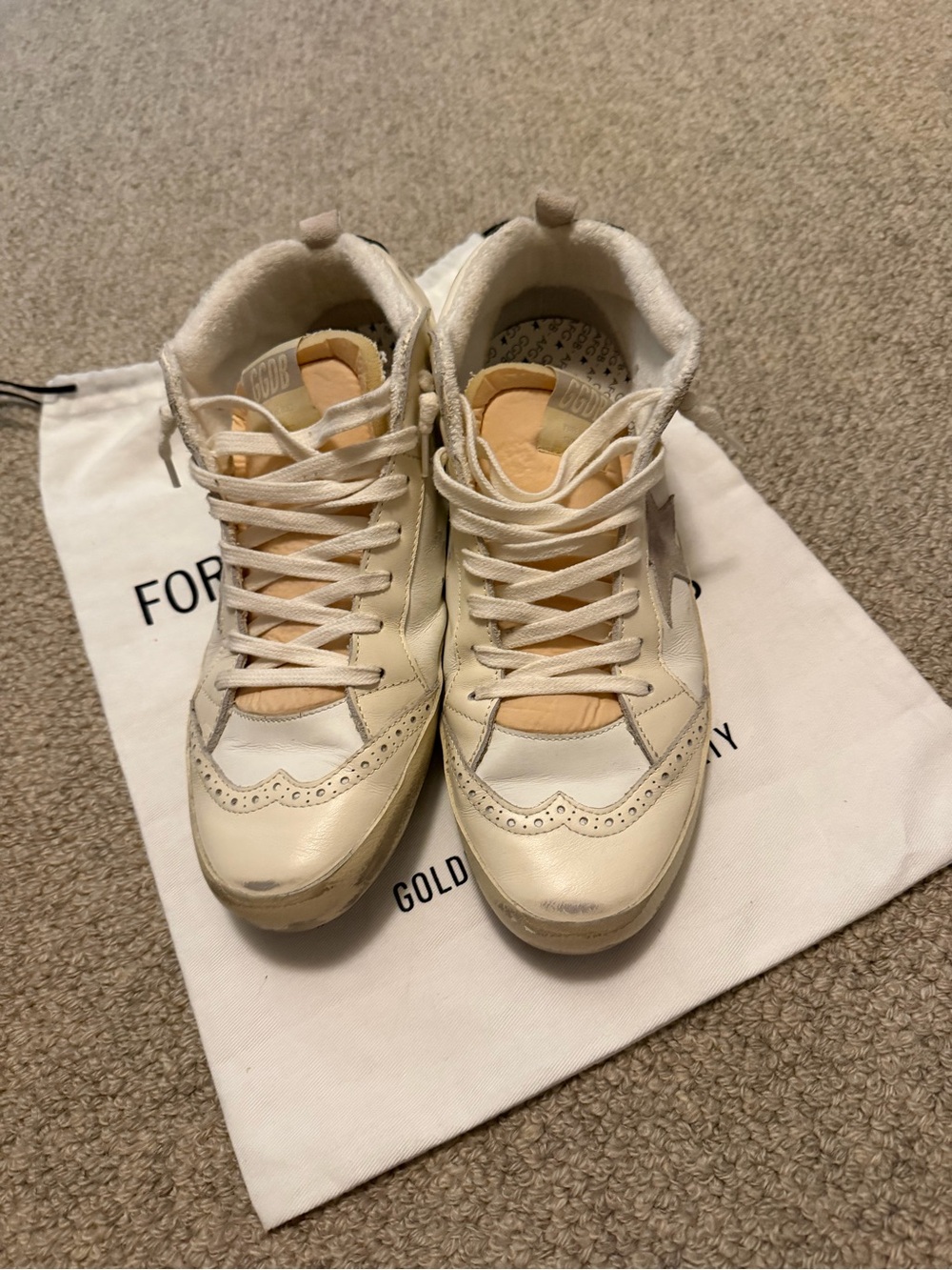 Golden Goose Women's Cream Leather Lace-Up Sneakers